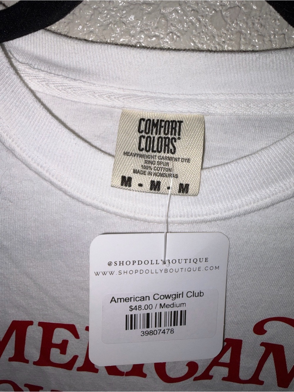 🤠NWT Comfort Colors "American🇺🇲Cowgirl🤠Club Graphic T-Shirt" 💯% Cotton🤍Medium - Picture 8 of 12